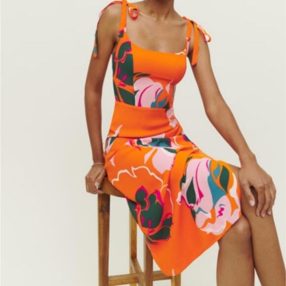 Reformation Dresses & Skirts - Reformation "Besse" Tie Shoulder Midi Dress in Color Electra Size 0